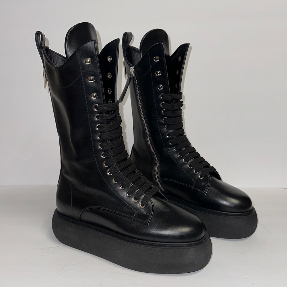 The Attico Black Selene Flatform Boots
